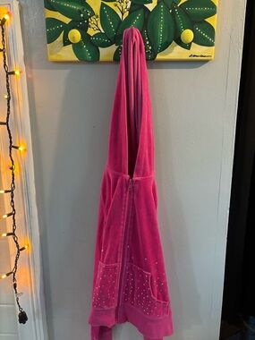 XOXO Pink Teddy Jacket with Hood and Rhinestone Pockets